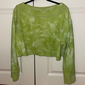 Free People Cropped Green Sweatshirt